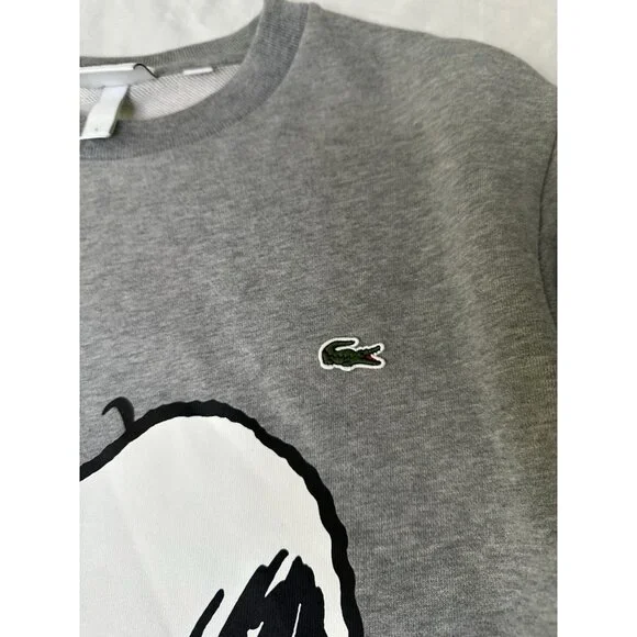 Lacoste X Peanuts Snoopy Graphic Fleece Sweatshirt Gray Unisex L NWT - Picture 8 of 11